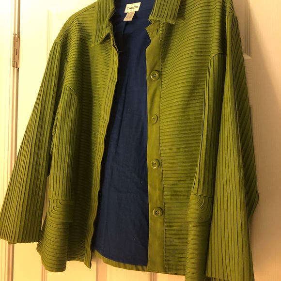 Chico's Jackets & Blazers - Green with navy lined jacket. Never worn.